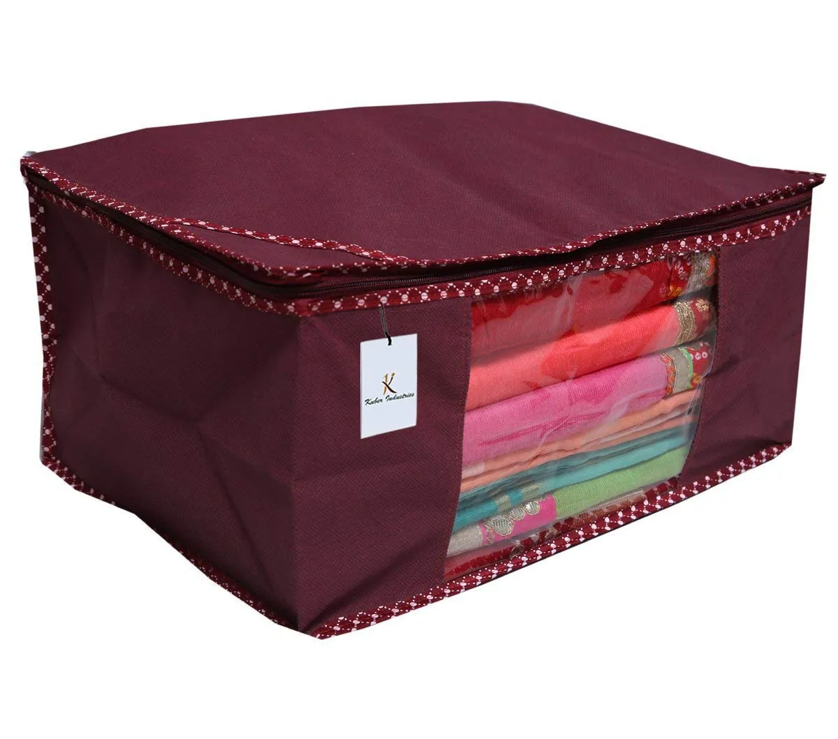 Kuber Industries 3 Piece Non Woven Saree Storage Bag, Maroon