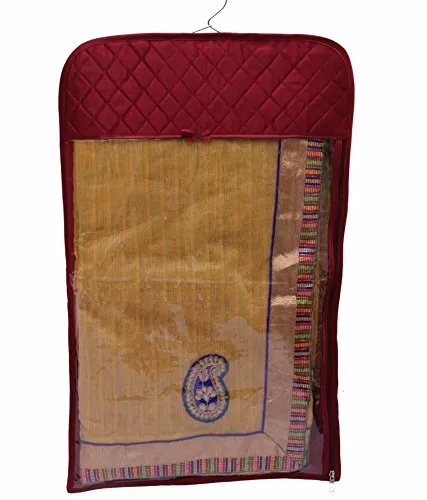 Kuber Industries 6 Piece Hanging Satin Saree Cover, Maroon (KI0099972)