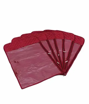 Kuber Industries 6 Piece Hanging Satin Saree Cover, Maroon (KI0099972)