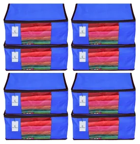 Kuber Industries 8 Piece Non Woven Fabric Saree Cover Set with Transparent Window, Extra Large, Royal Blue-CTKTC23785