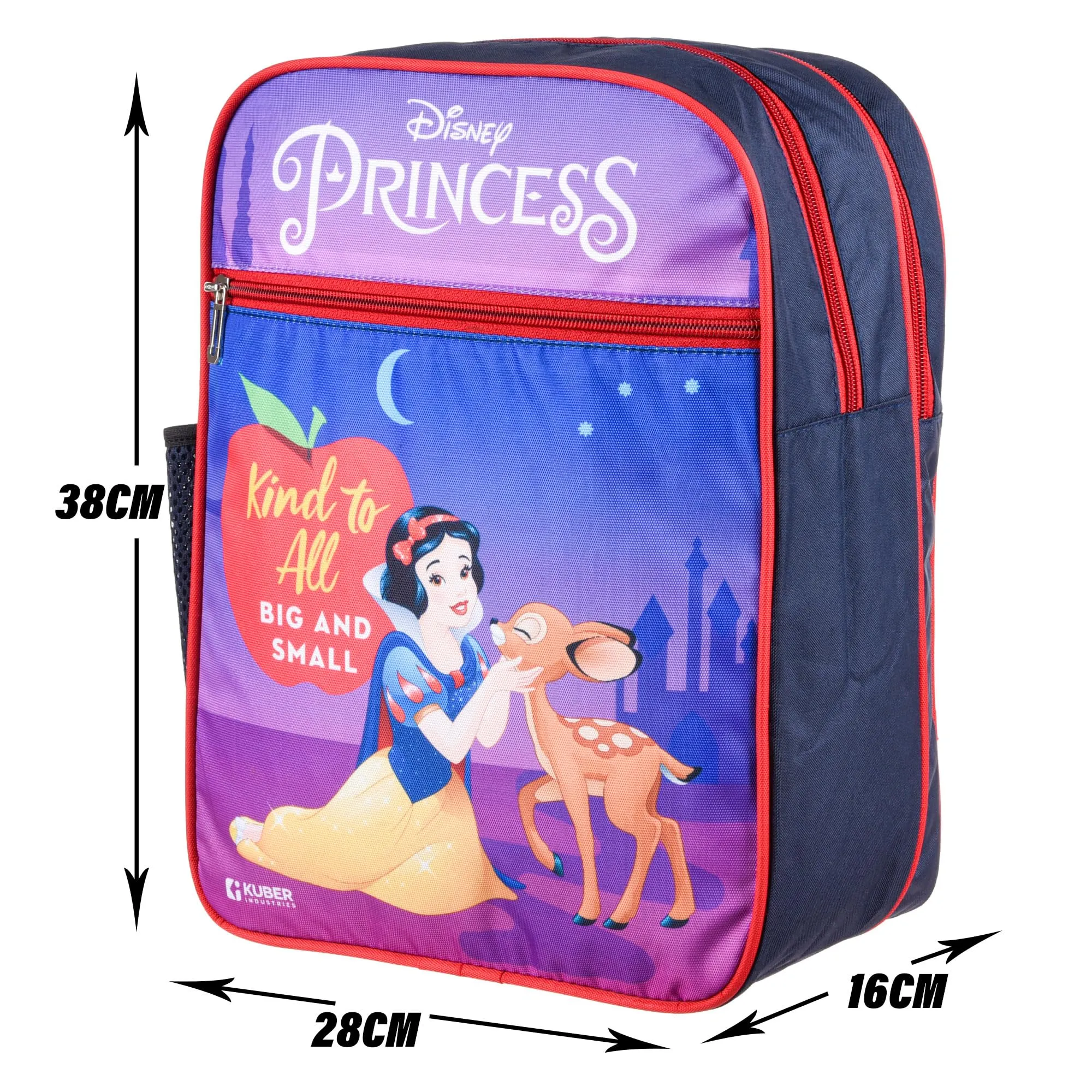 Kuber Industries Disney Princess Kind to All School Bags | Kids School Bags | Student Bookbag | Travel Backpack | School Bag for Girls & Boys | School Bag with 3 Compartments | Purple