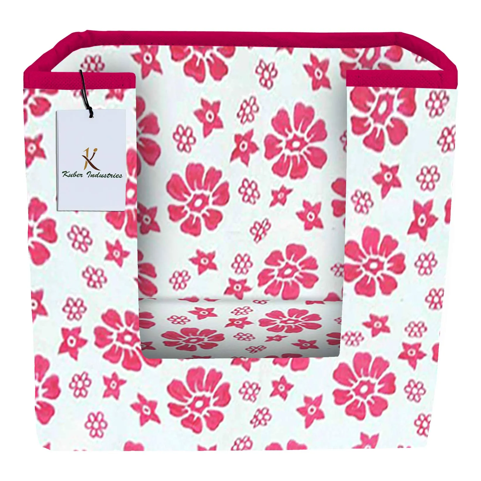 Kuber Industries Flower Printed Non Woven 2 Piece Shirt Stacker and 2 Piece Foldable Rectangle Cloth Saree Stacker Cloth Wardrobe Organizer Wardrobe Organizer (Pink) -CTKTC038194