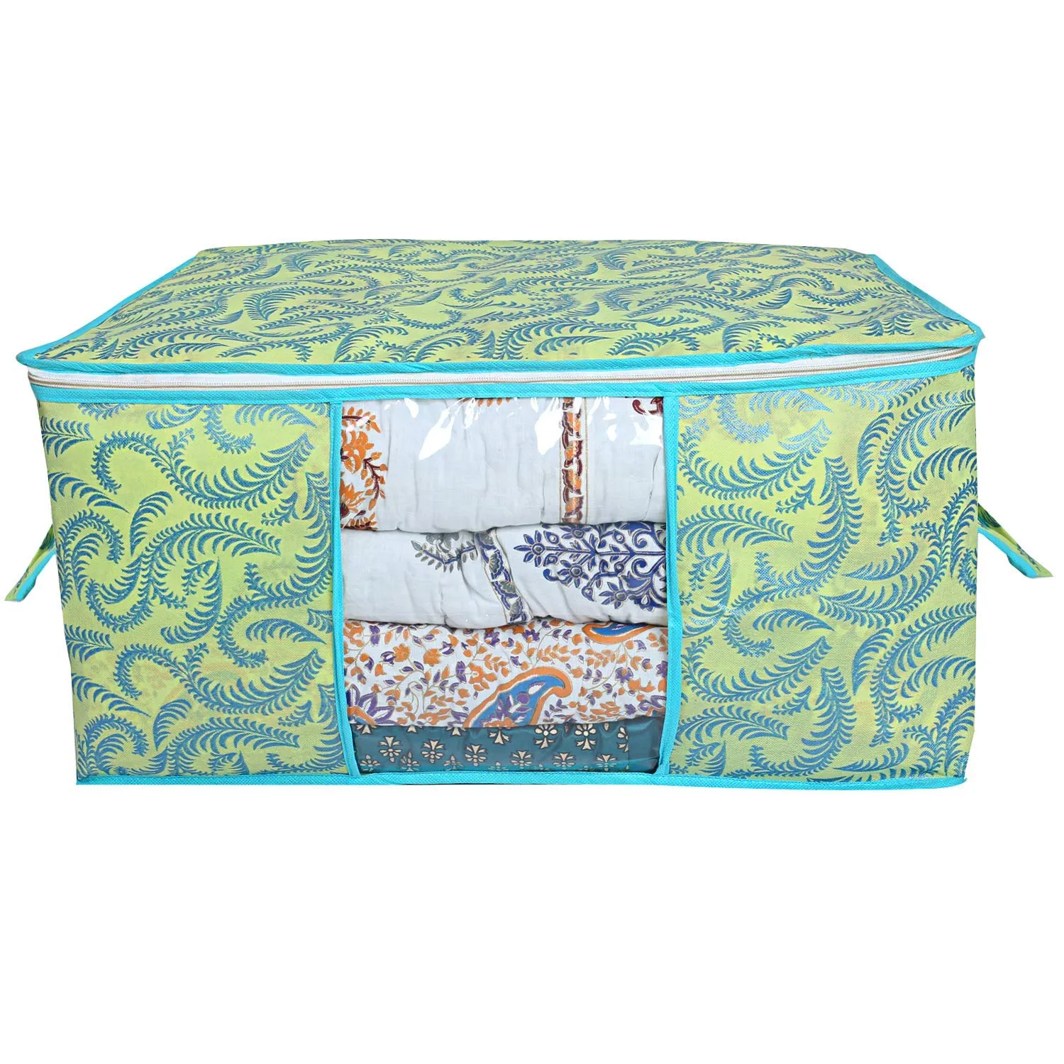 Kuber Industries Non Woven Exclusive Rectangular Underbed Storage Organizer, (Green, Standard, CSKT01063)