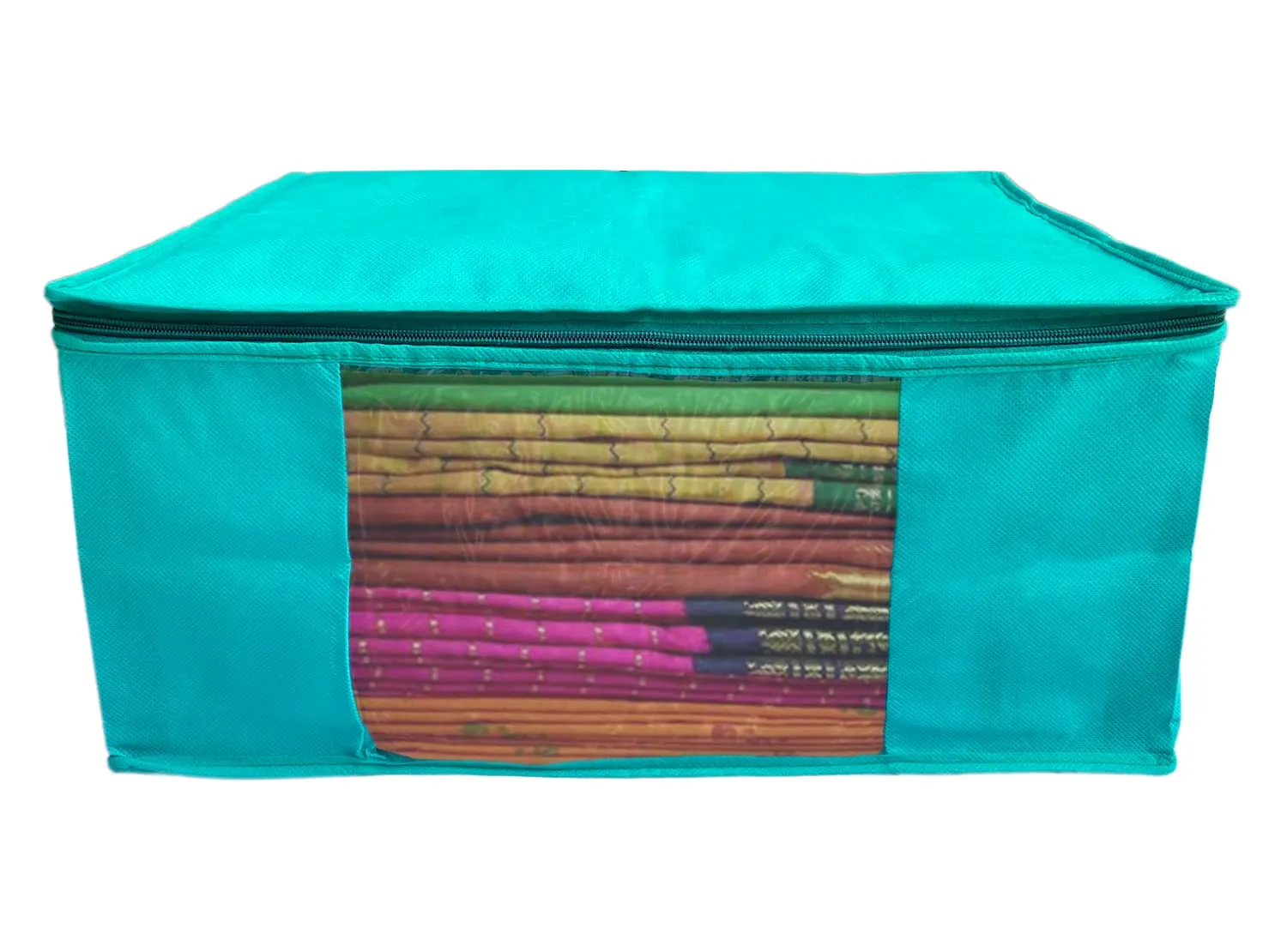 Kuber Industries Non-Woven Wardrobe Organizer/Cover/Storage Bag For Store Saree, Lehenga, Suit, Dress, Clothes- Pack of 4 (Blue, Non-Woven Fabric)