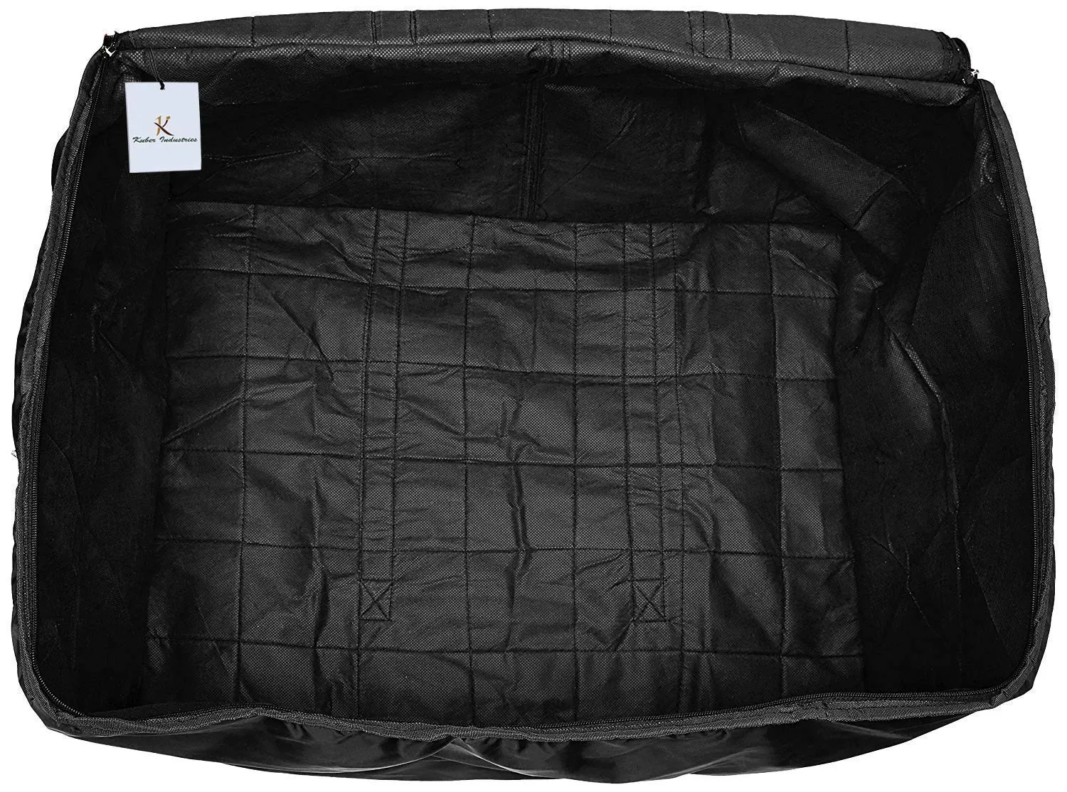 Kuber Industries Parachute 2 Pieces Big Underbed Moisture Proof Storage Bag with Zippered Closure and Handle, Black - CTKTC9094