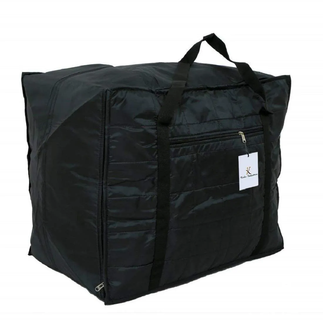 Kuber Industries Parachute 2 Pieces Big Underbed Moisture Proof Storage Bag with Zippered Closure and Handle, Black - CTKTC9094