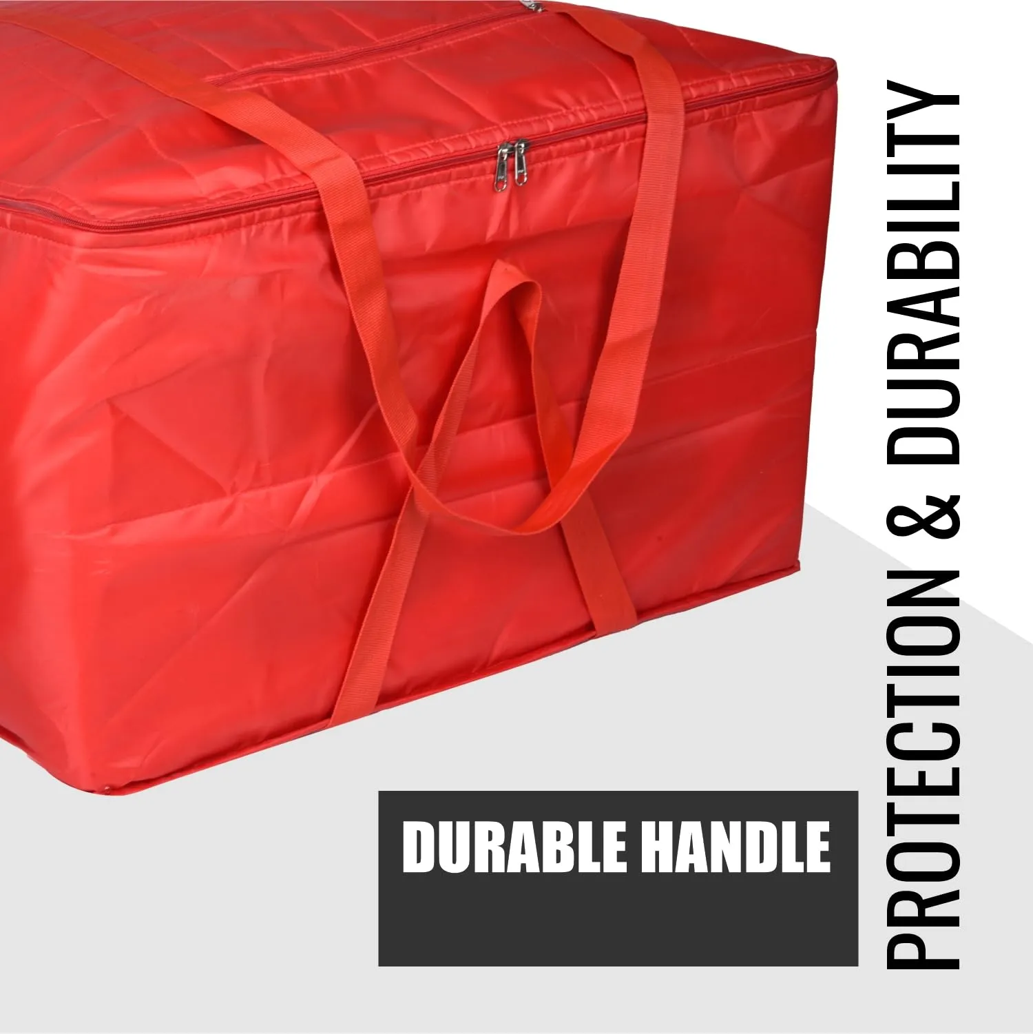 Kuber Industries Storage Attachi Bag | Parachute Travel Storage Bag | Underbed Storage Bag | Storage Organizer for Clothes | Zipper Closure Blanket Bag with Handle | Large | Pack of 2 | Red