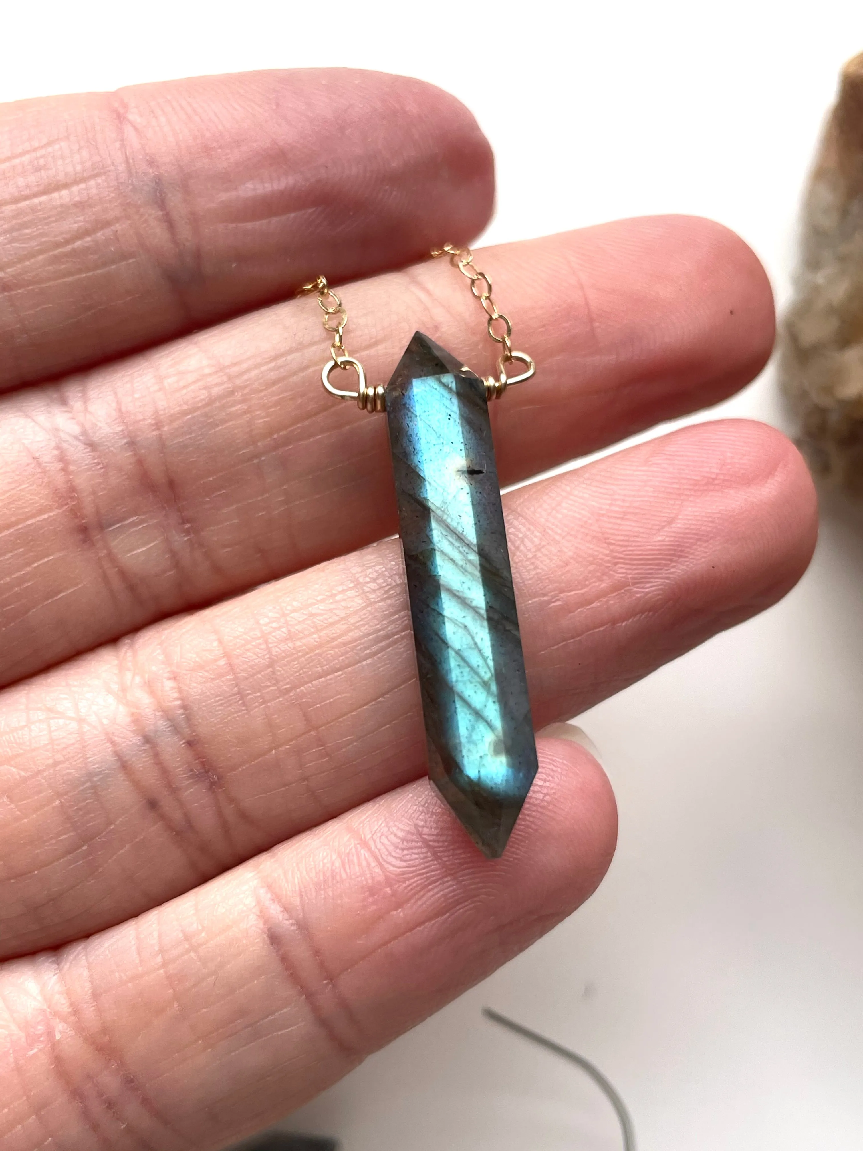 Labradorite Pencil Crystal Necklace