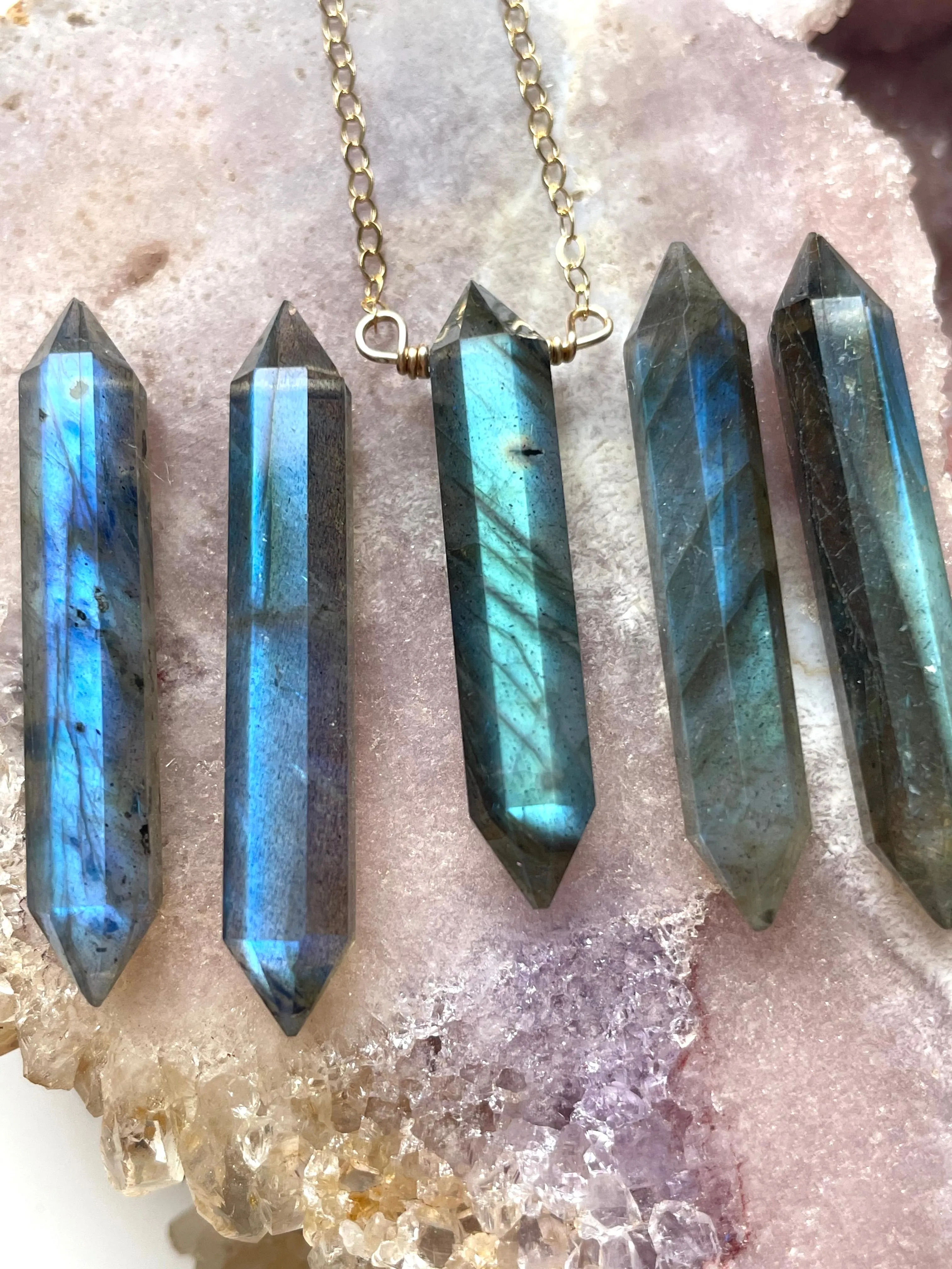 Labradorite Pencil Crystal Necklace