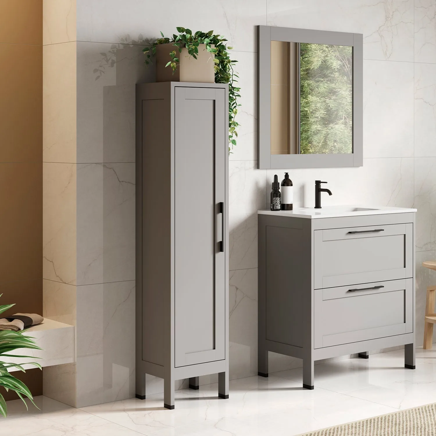 Lakeside Bathroom Single Vanity Cabinet with Onix Basin