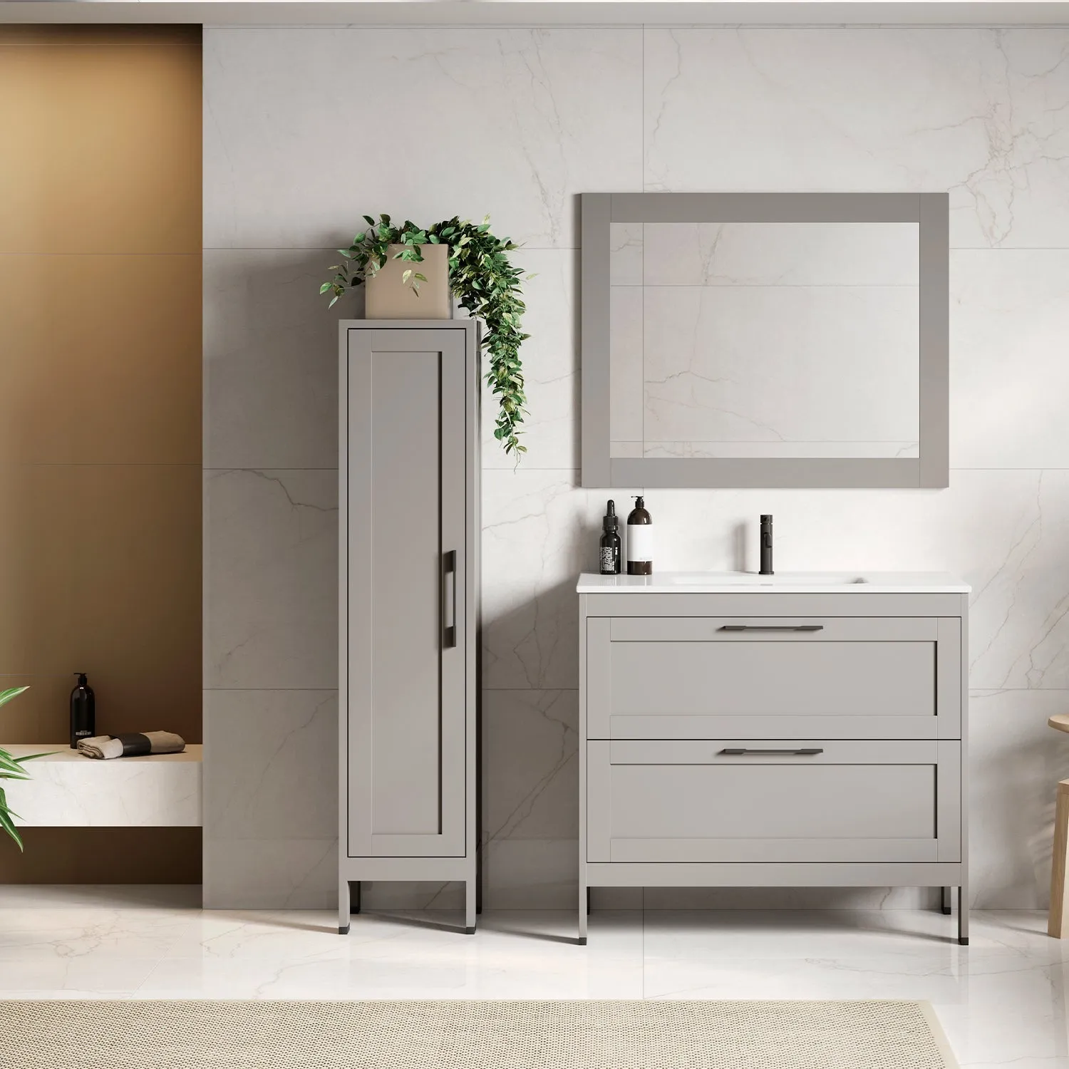 Lakeside Bathroom Single Vanity Cabinet with Onix Basin