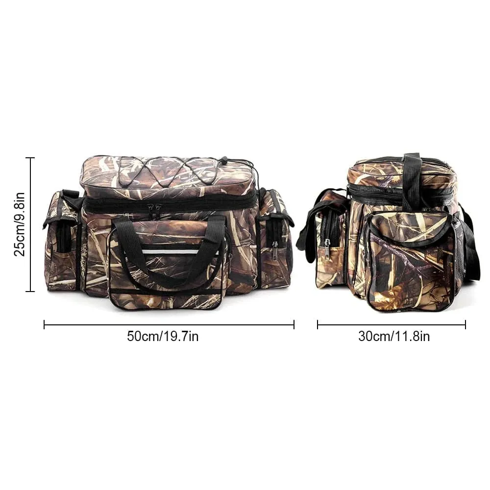 Large Capacity Fishing Tackle Bag Waterproof Fishing Tackle Storage Bag Case Outdoor Travel Hunting Shoulder Bag Pack