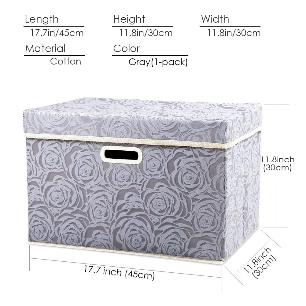 Large Collapsible Storage Bin with Lid (17.7'' X 11.8'' X 11.8'')