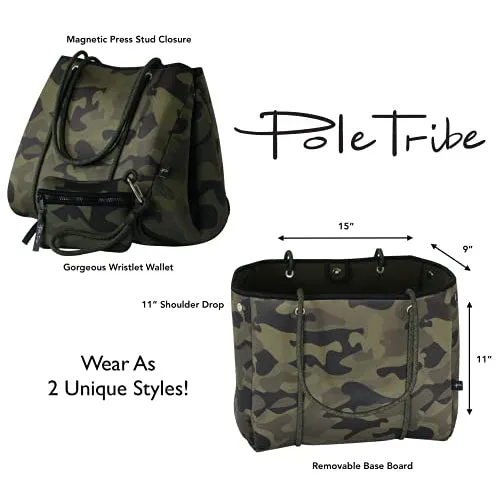 Large Neoprene Tote Bag for Women Camo