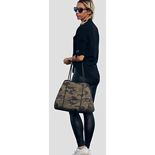 Large Neoprene Tote Bag for Women Camo