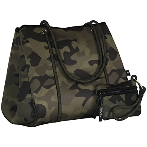 Large Neoprene Tote Bag for Women Camo