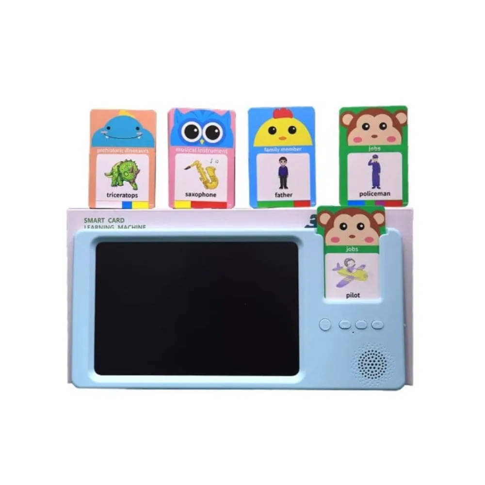 LCD Writing and Drawing Tablet, English and Arabic Talking Flash Card Reader, with 112 Cards with words and Pictures for Kids and Toddlers