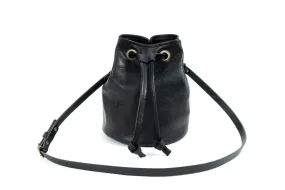 LEATHER BUCKET BAG - LARGE - BLACK