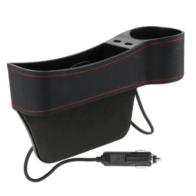 Leather USB Charger Car Seat Gap Organizer