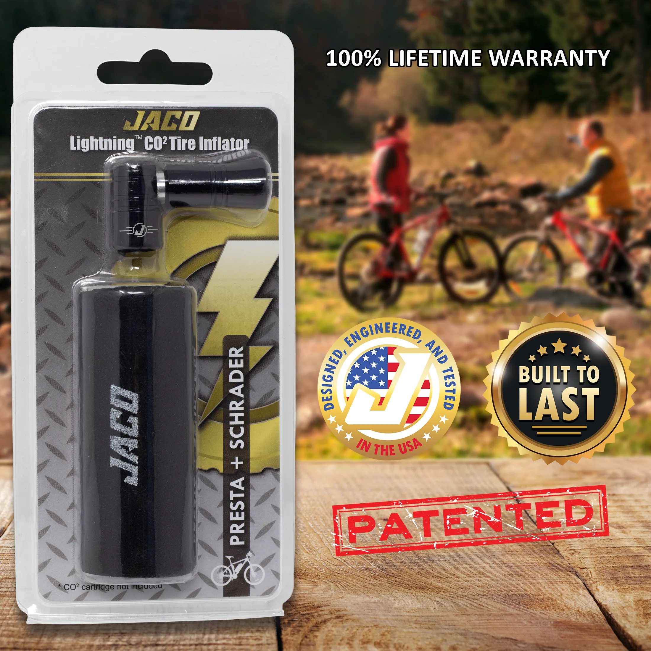 Lightning™ CO2 Inflator for Bike Tires (Presta   Schrader) (CO2 Cartridge Not Included)