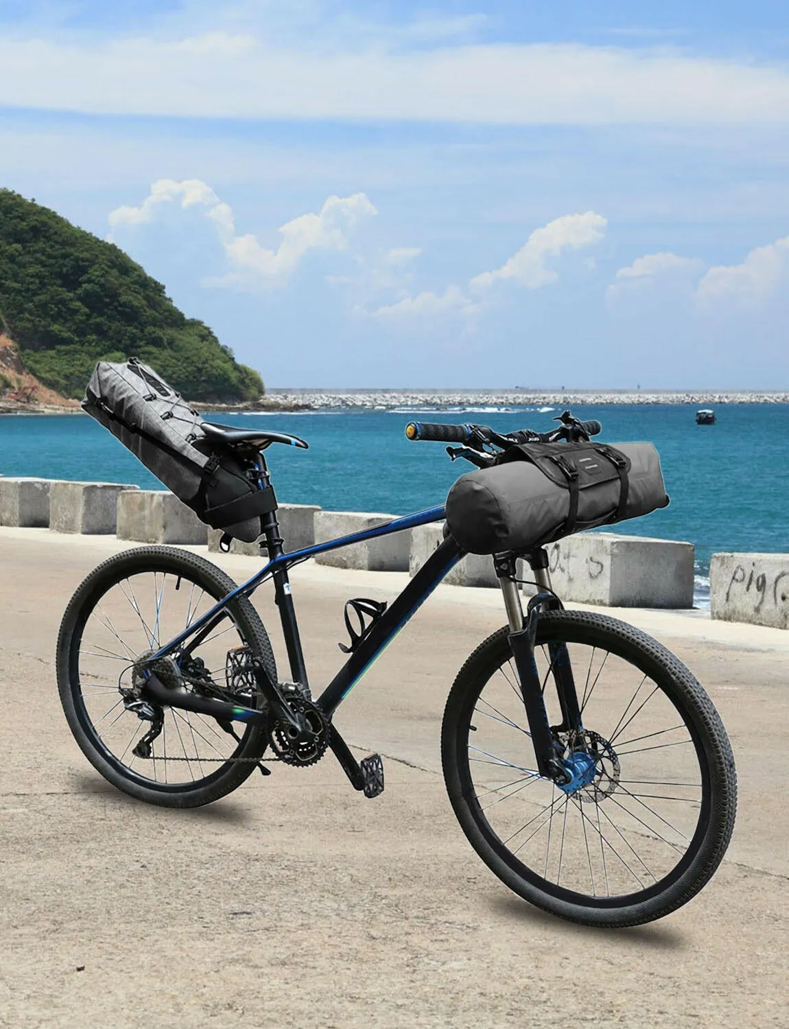 Lixada Bike Handlebar Bag Waterproof Adjustable Capacity Bicycle Front Tube Bag with Detachable Cycling Dry Pack (3-7L)