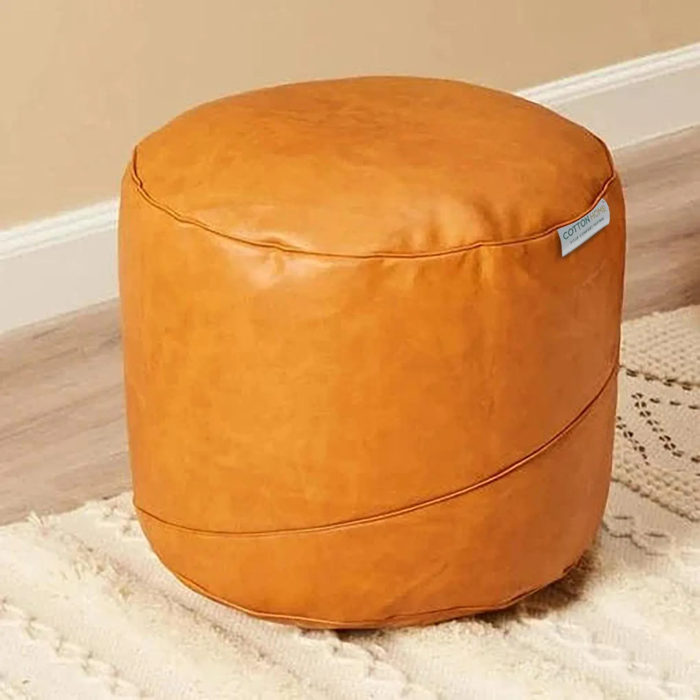 Luxury Pure Faux Leather Ottoman 45x35 cm