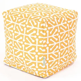 Majestic Home Goods Aruba Indoor / Outdoor Bean Bag Ottoman Pouf Cube, 17&quot; x 17&quot; x 17&quot; (Citrus Yellow)