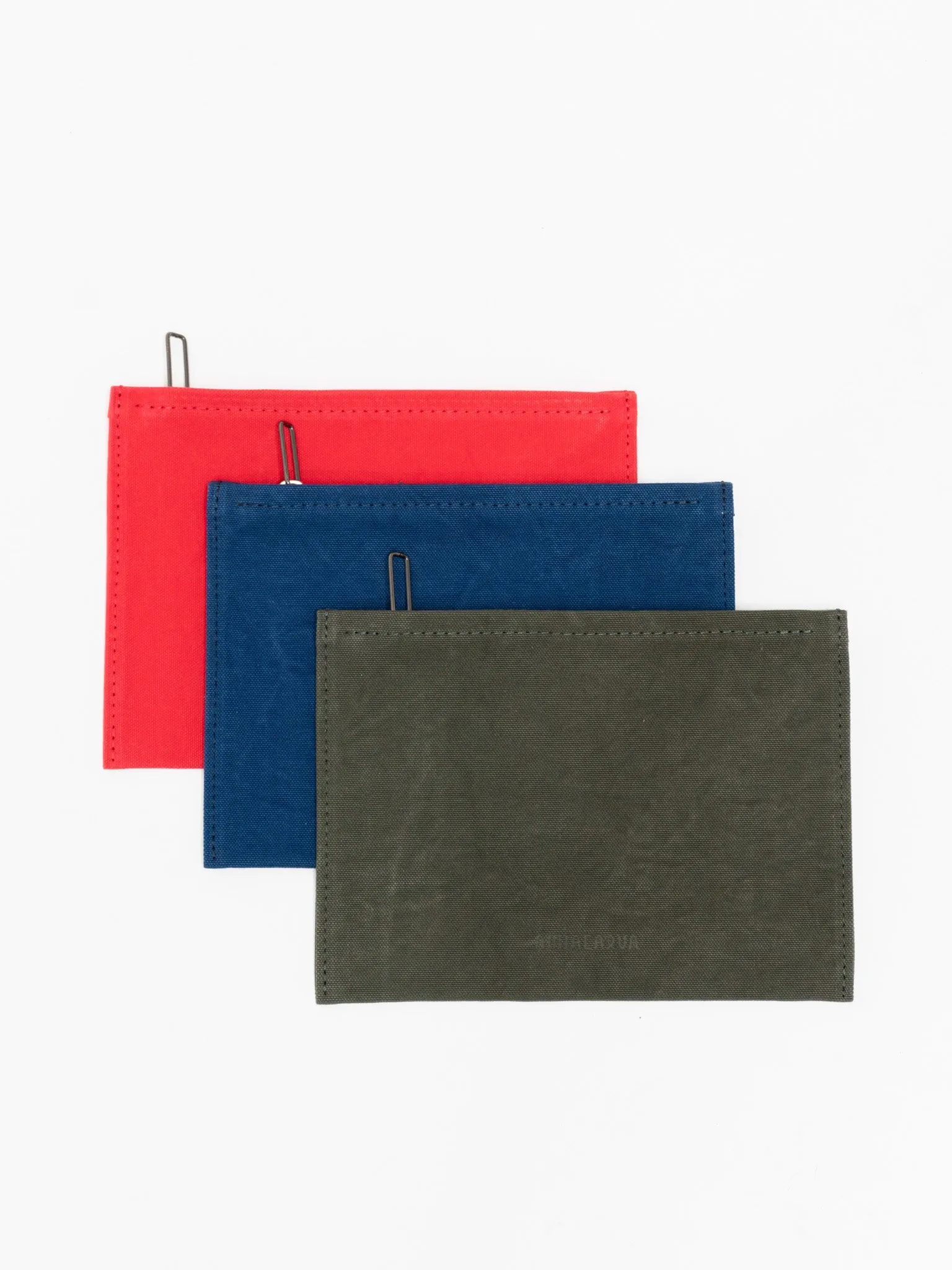 Medium Washed Canvas Pouch - Blue, Olive, Red