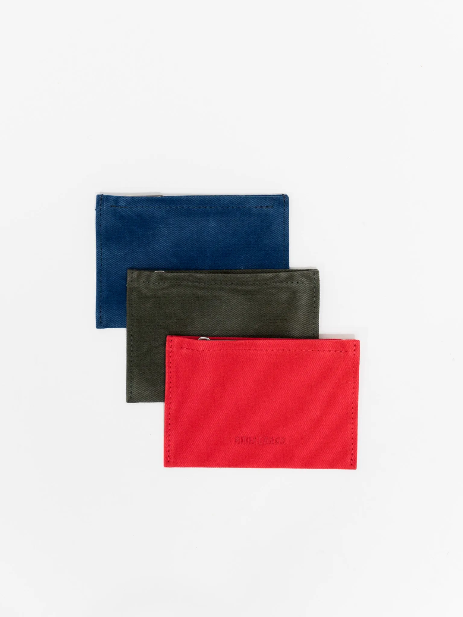 Medium Washed Canvas Pouch - Blue, Olive, Red