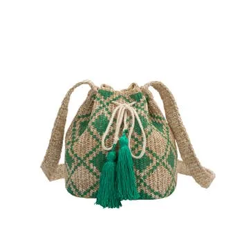 Melie Bianco Mia Straw Drawstring Crossbody