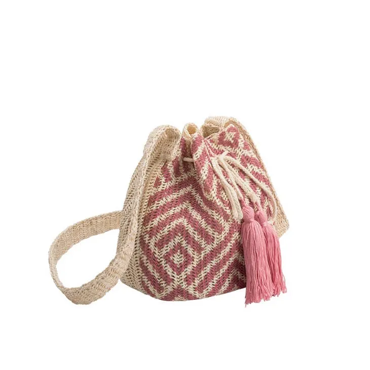 Melie Bianco Mia Straw Drawstring Crossbody