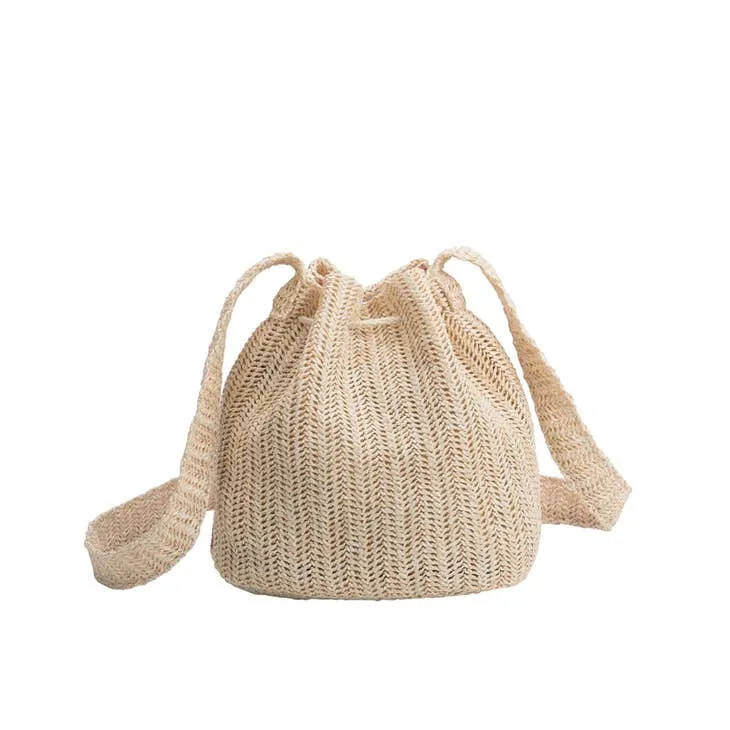 Melie Bianco Mia Straw Drawstring Crossbody