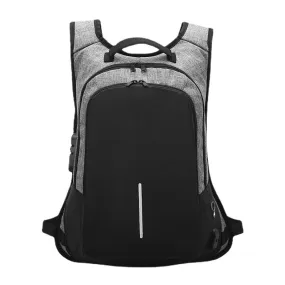 Men Business Patchwork Color 15.6 Inch Labtop Computer Bag With USB Charging Passwork Lock School Backpack