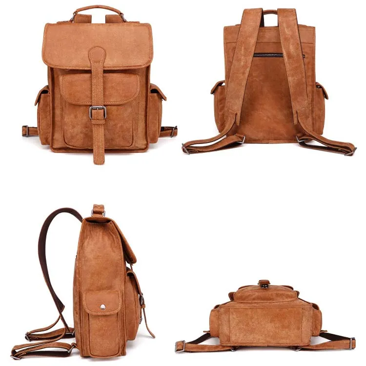 Men's Casual Backpack Leather Outdoor Bag Retro Travel Bag B11067