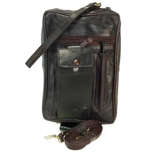 Mens Womens Genuine Leather Organizer Pouch Bag w/Strap 104 (C)