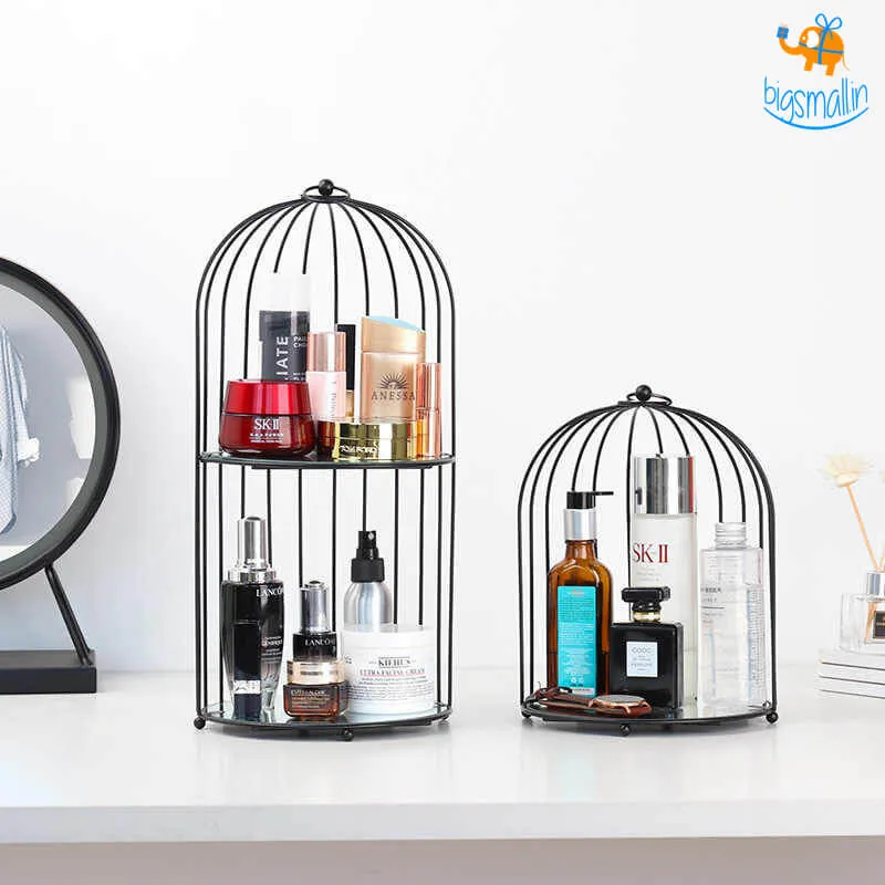 Metallic Cage Cosmetic Organizer