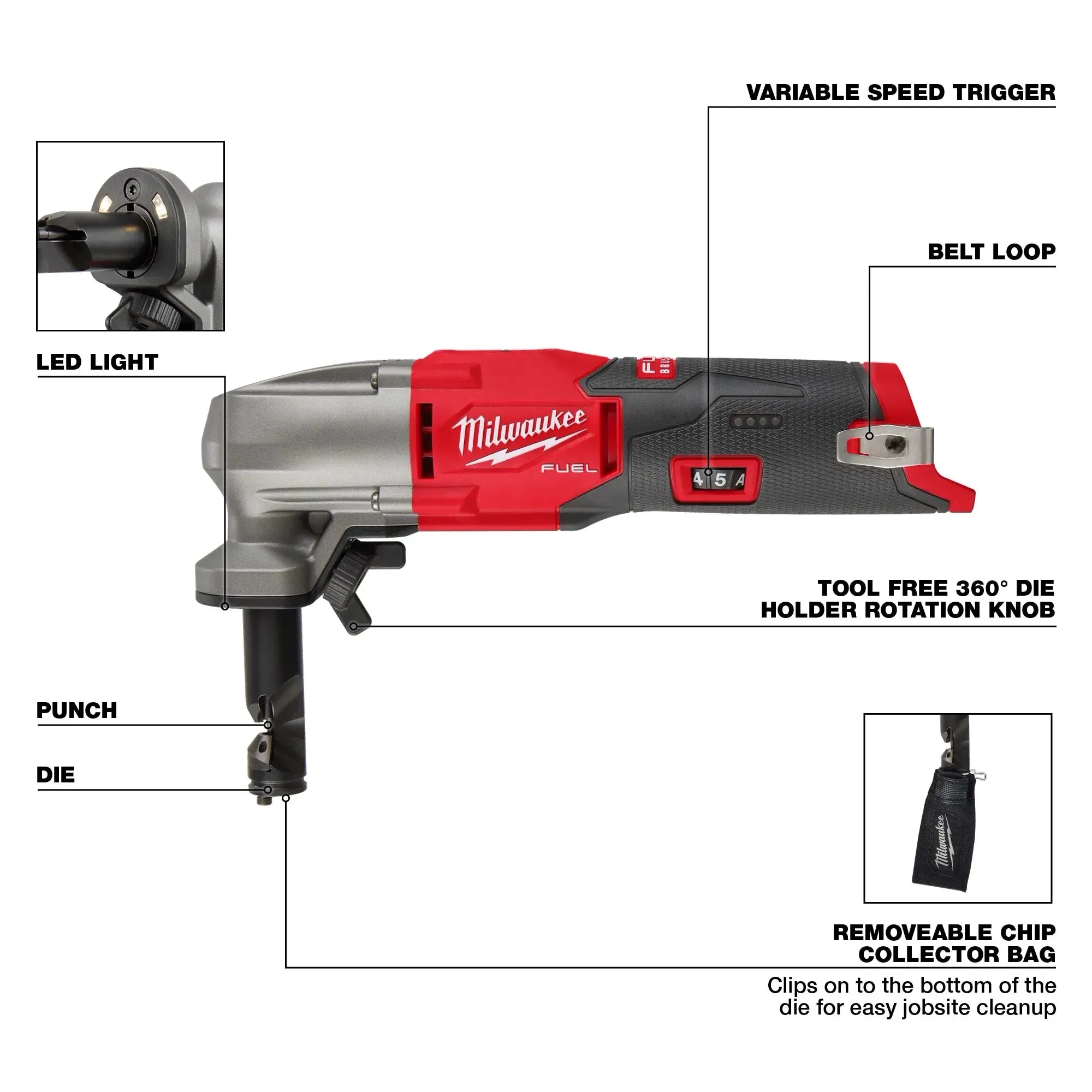 Milwaukee 2476-20 M12 FUEL™ 16 Gauge Variable Speed Nibbler (Tool Only)