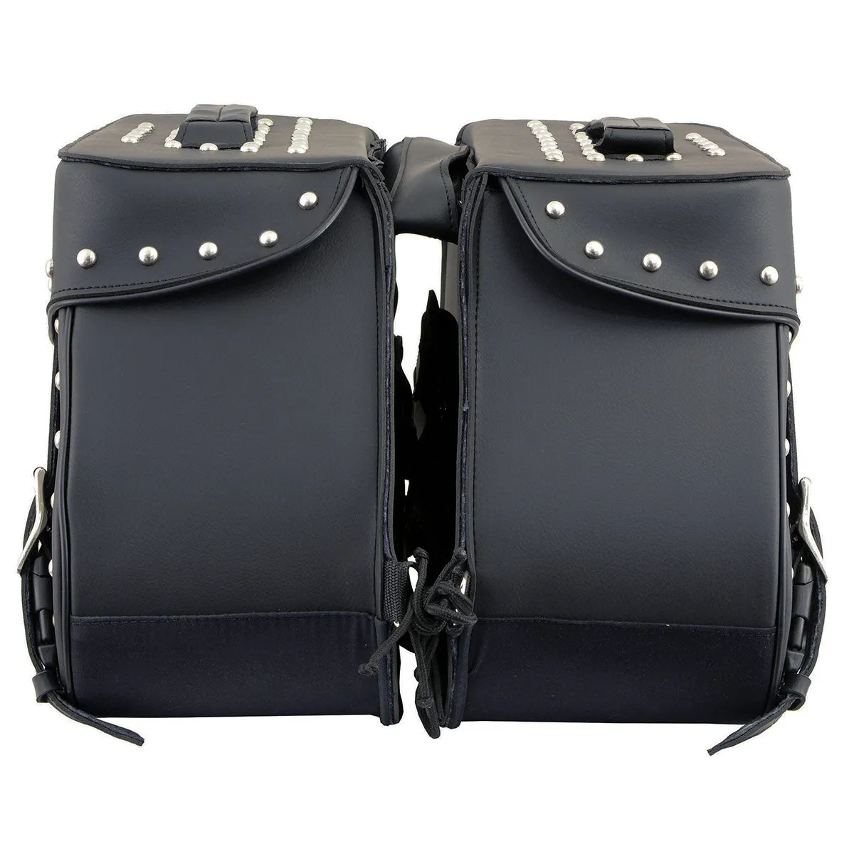 Milwaukee Leather SH551ZB Black PVC Zip Off Chrome Studded Motorcycle Saddlebag