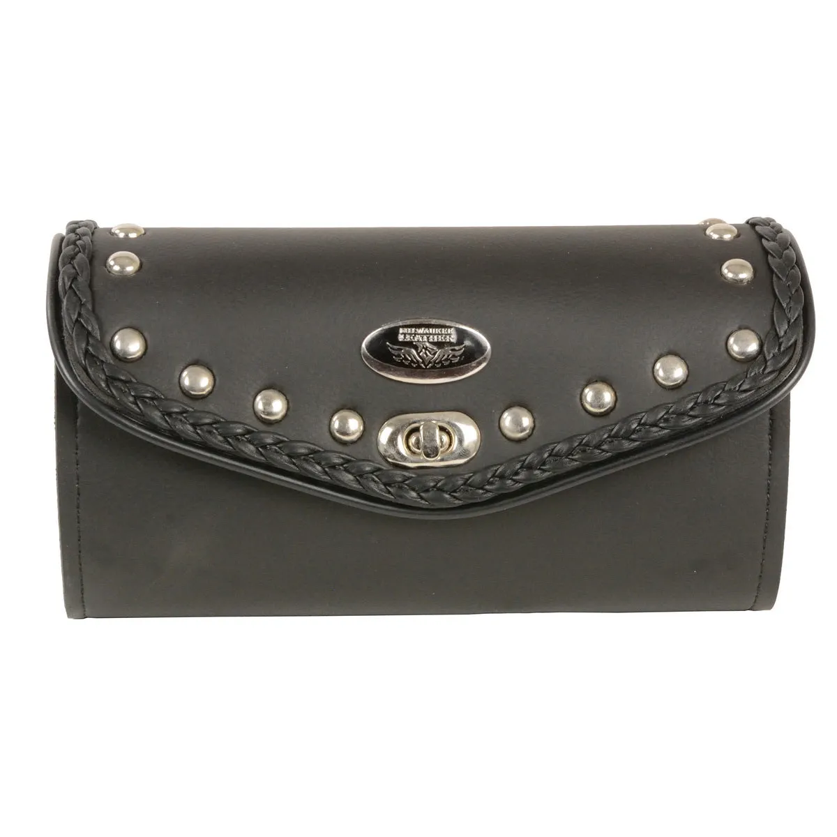 Milwaukee Performance SH49903 Black PVC Large Braid and Studded Windshield Bag with Turn Clasp