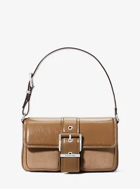 MK Colby Medium Crackled Leather Shoulder Bag - Brown - Michael Kors