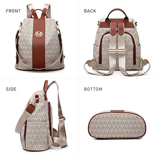 MKP COLLECTION Women Fashion Backpack Purse Multi Pockets Anti-Theft Rucksack Ladies Travel Shoulder Bag Handbag Set 2pcs