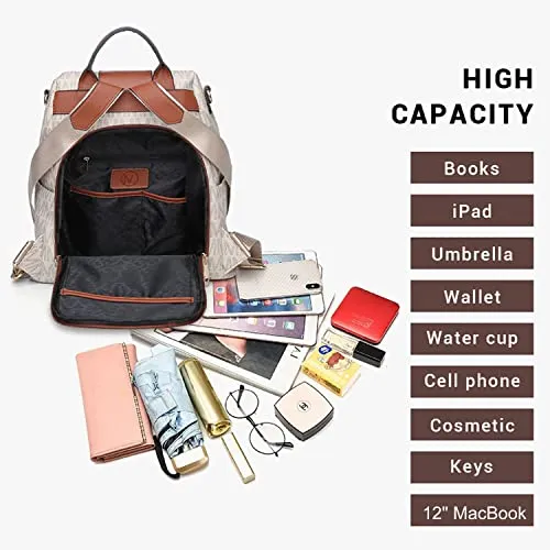 MKP COLLECTION Women Fashion Backpack Purse Multi Pockets Anti-Theft Rucksack Ladies Travel Shoulder Bag Handbag Set 2pcs