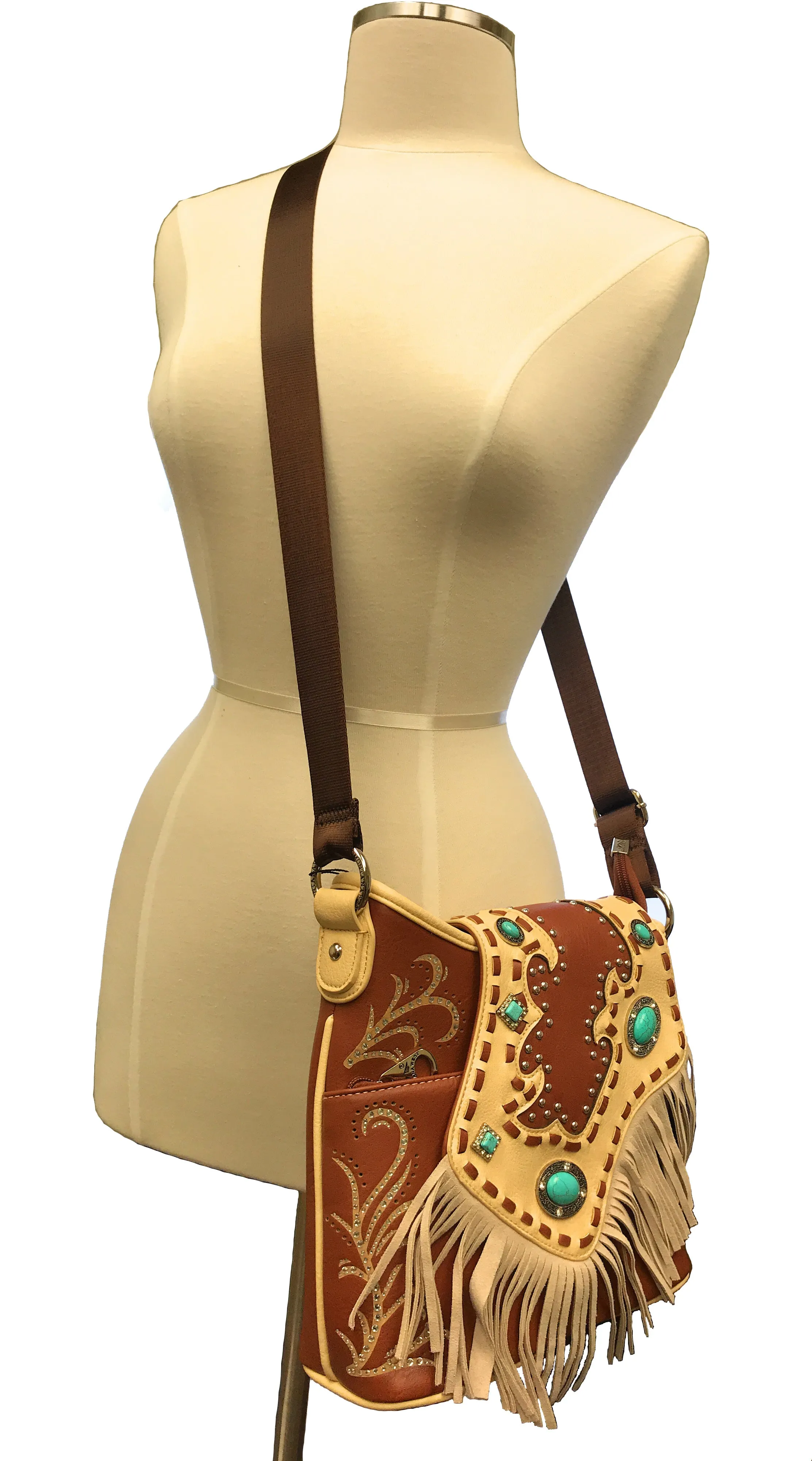 Montana West Turquoise and Fringe Western Crossbody Bag