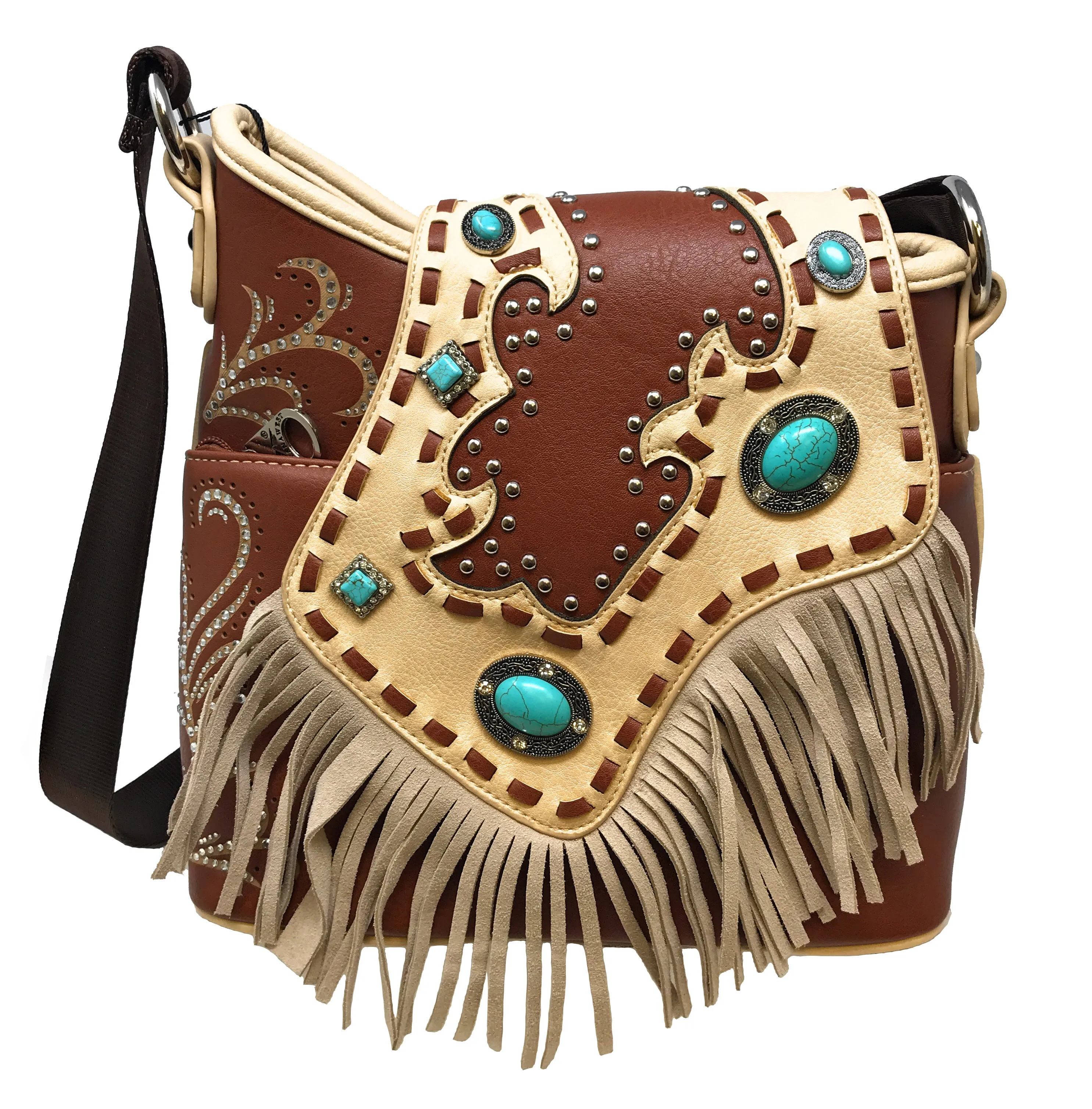 Montana West Turquoise and Fringe Western Crossbody Bag