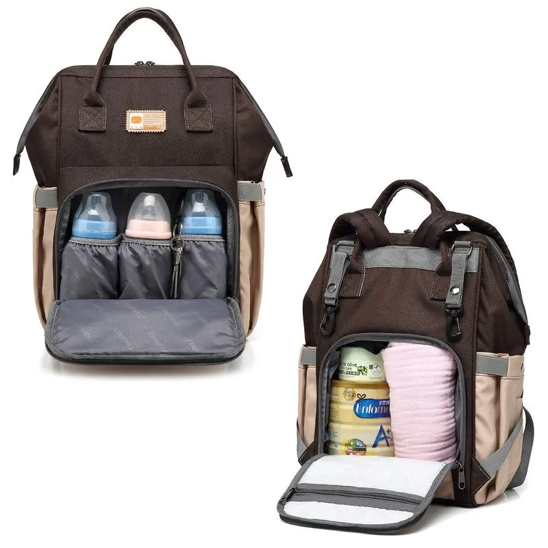 Multifunctional Diaper Backpack - Insulated Bottle Holders & Tissue Pocket | Includes Stroller Straps | 15L | Black