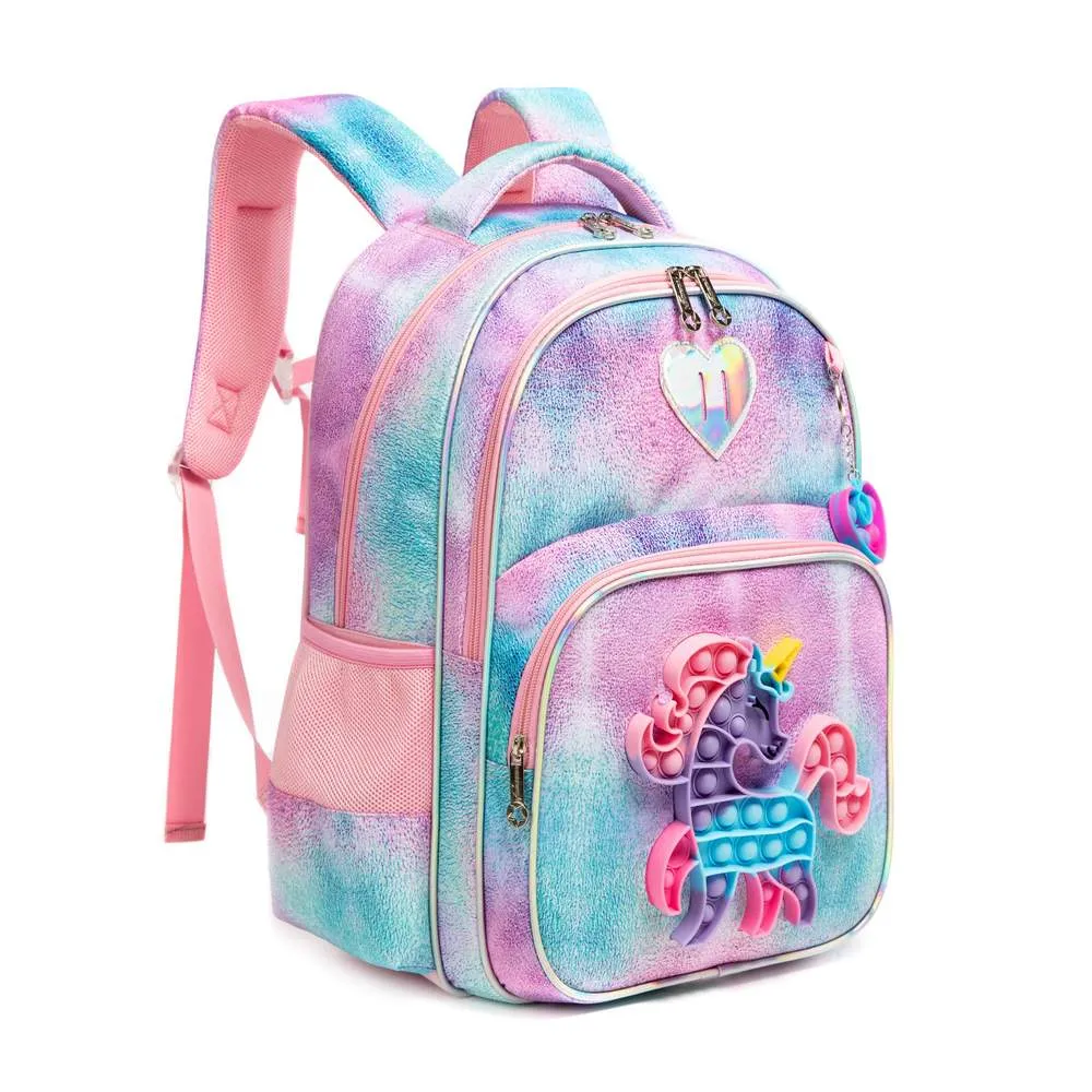 (NET) Unicorn Backpack Glitter Sequin Bookbag With Lunch Box Set Of 3 Pcs