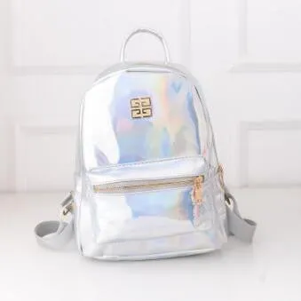 New Arrival Hologram Laser Backpack Girl School Bag Women Rainbow Colorful Metallic Silver Laser Holographic Backpack,MF1619