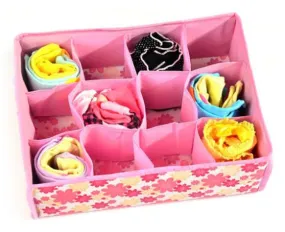 NEW Hot Sale Folding 12 Grid Storage Box For Bra,Underwear,Socks 31*23*11CM Non-Woven Fabric