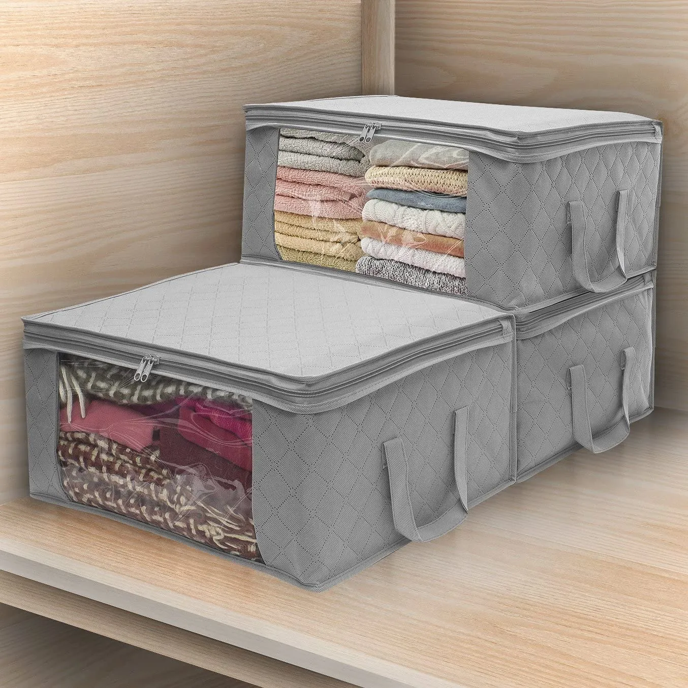 「❉New Year - 40% Off」Clear Window Foldable Storage Bag (19.3'' x 14.2'' x 8.3'')