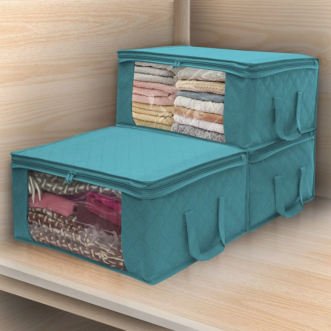 「❉New Year - 40% Off」Clear Window Foldable Storage Bag (19.3'' x 14.2'' x 8.3'')